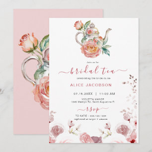 Invitation ALICE Blush Floral Bridal Tea Party Brunch Douche