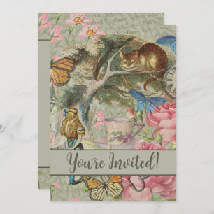 Invitation Alice Cheshire Chat Wonderland Tree Garden
