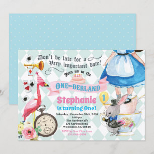 Invitation Alice dans la fête du thé d'anniversaire de ONE de