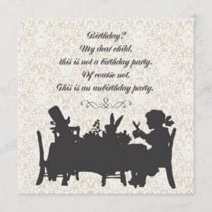 Invitation Alice dans l'anniversaire fol de thé de chapelier