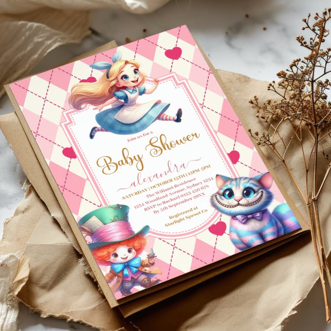 Invitation Alice dans le Baby shower du pays des merveilles (Créateur téléchargé)