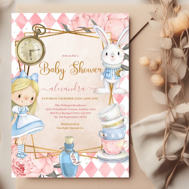 Invitation Alice dans le Baby shower du pays des merveilles (Créateur téléchargé)