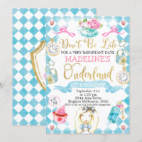 Alice dans l'Onederland 1er anniversaire Invitatio