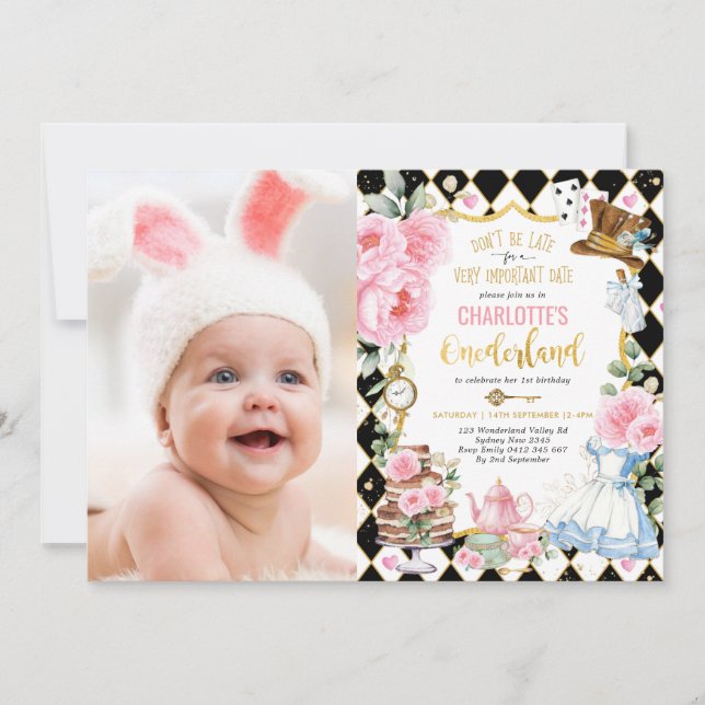 Invitation Alice dans l'Onederland High Tea Mad Hatday (Devant)