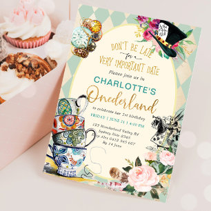 Invitation Alice dans l'Onederland Mad Tea 1ère fête d'annive
