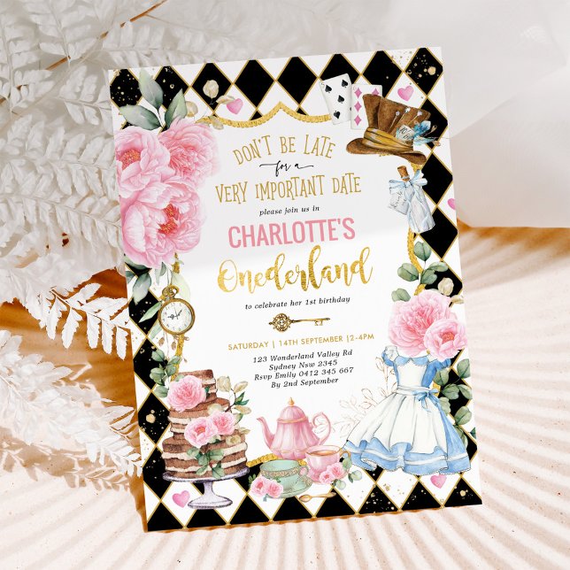 Invitation Alice dans l'Onederland Mad Tea 1ère fête d'annive (Créateur téléchargé)