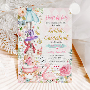 Invitation Alice dans ONEderland Anniversaire Whimsical Tea P