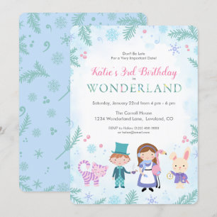 Invitation Alice d'hiver au pays des merveilles Filles Annive