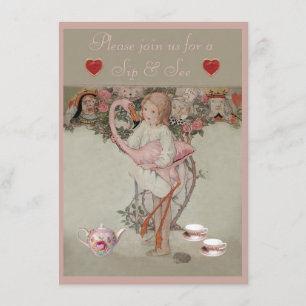 Invitation Alice et Flamant rose rose Sip & Voir Baby shower
