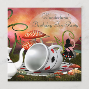 Invitation Alice et Flamant rose Wonderland