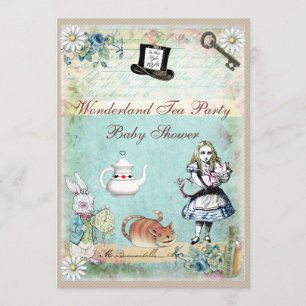 Invitation Alice et le baby shower du pays des merveilles de