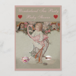 Invitation Alice et thé rose de baby shower de Flamant rose
