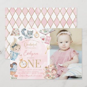 Invitation Alice In Wonderland 1er anniversaire Tea Party