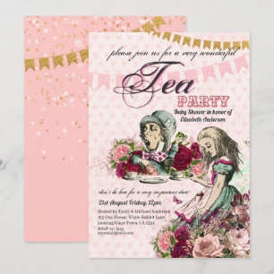 Invitation Alice In Wonderland BabyShower MadHatter Tea Party