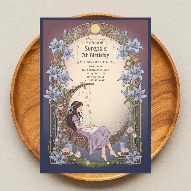 Invitation Alice in Wonderland Celestial Moon Birthday (Créateur téléchargé)