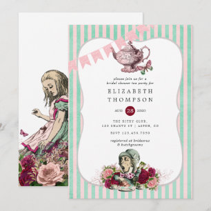 Invitation Alice In Wonderland Fête des mariées Tea Party