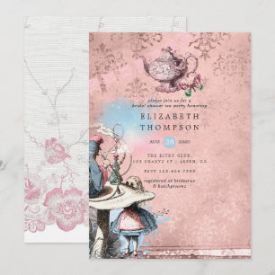 Invitation Alice In Wonderland Fête des mariées Tea Party