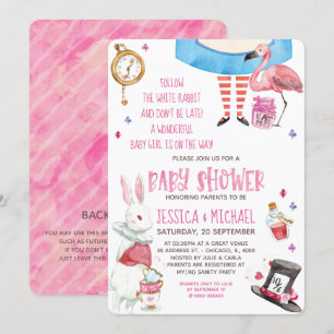 Invitation Alice lunaire dans le Baby shower des pays des mer