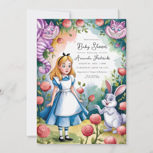 Invitation Alice lunaire dans le Baby shower des pays des mer (Devant)
