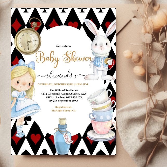 Invitation Alice magique dans le Baby shower du pays des merv (Créateur téléchargé)