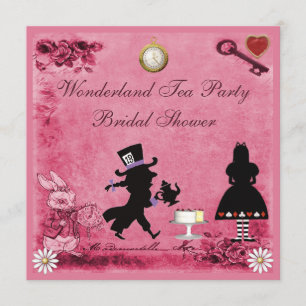 Invitation Alice rose dans la Fête de la mariée de thé du