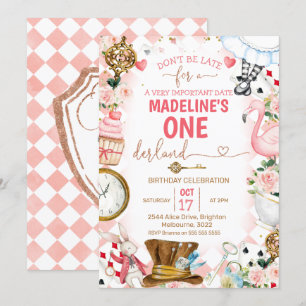 Invitation Alice Rose dans l'Onederland 1er anniversaire Invi