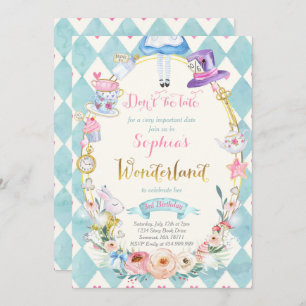 Invitation Alice rose Florale Au Pays Des Merveilles Tea Part