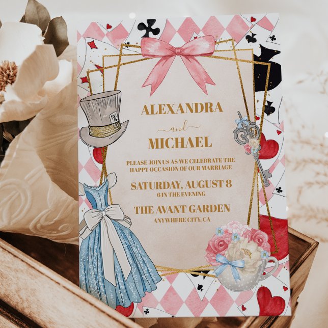 Invitation Alice Vintage rose au pays des merveilles Mariage (Créateur téléchargé)