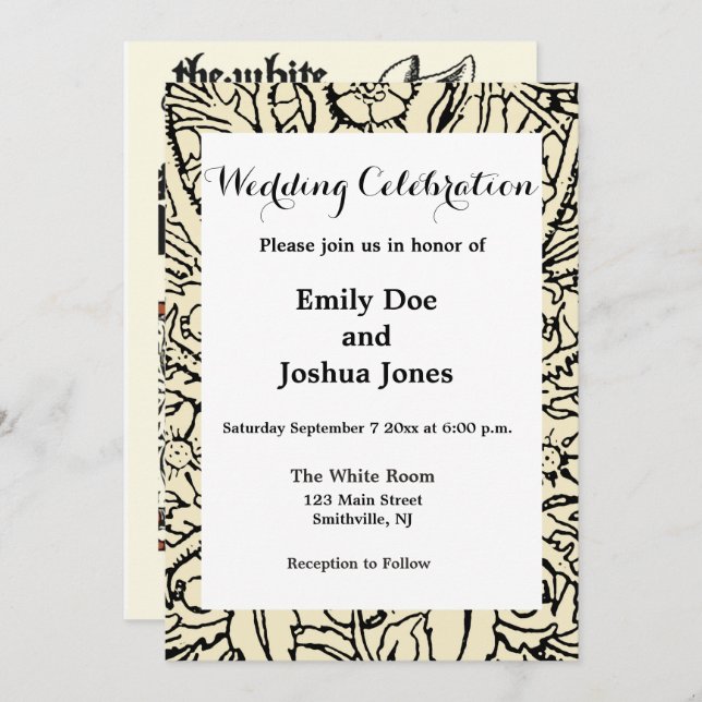 Invitation Alice White Rabbit Classic Wonderland (Devant / Derrière)