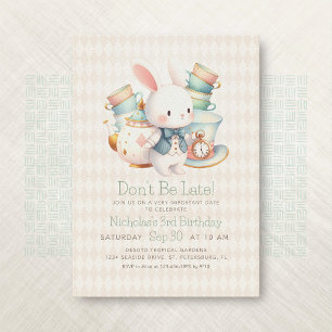 Invitation Alice Wonderland Lapin Blanc Anniversaire