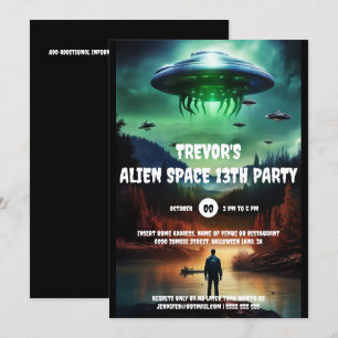 Invitation Alien de l'espace OVNI thème aventure