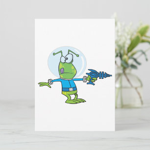 Invitation Alien drôle avec Ray Gun Sci-Fi Space Invader
