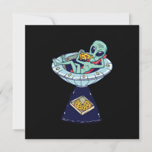 Invitation Alien Enlèvement Pizza UFO Soucoupe volante Aliens