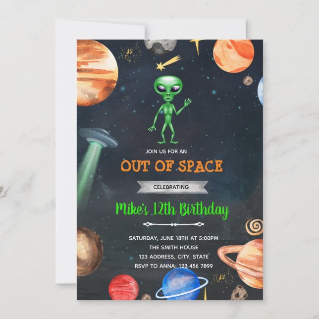 Invitation Alien espace galaxie (Devant)