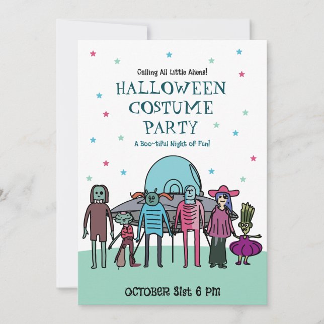 Invitation Alien Halloween Costume Party | Amusement Espace E (Devant)