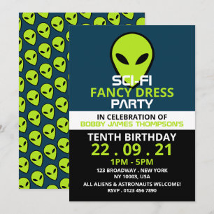 Invitation Alien Sci-fi Vert, Anniversaire