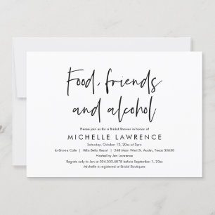 Invitation Alimentation, amis et alcool, Fête des mariées Déc