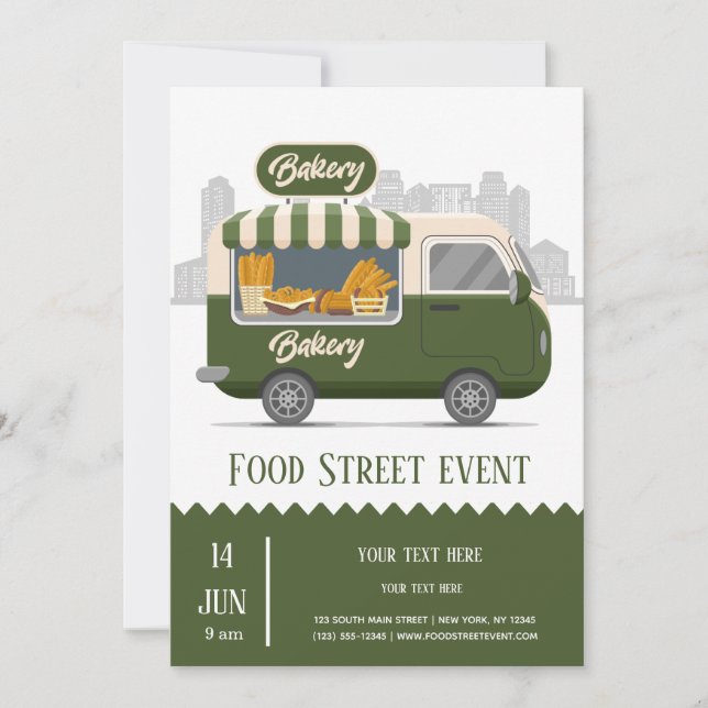 Invitation Alimentation camion boulangerie de rue (Devant)