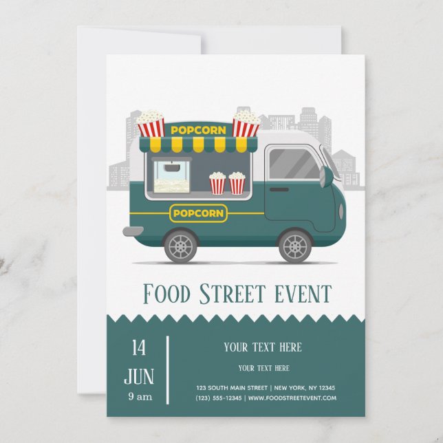 Invitation Alimentation camion rue popcorn snack (Devant)