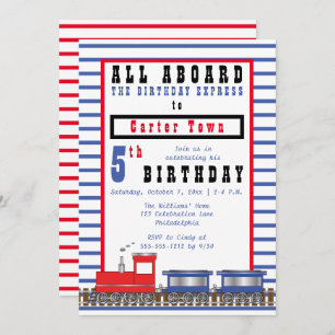 Invitation All Aboard 5th Birthday Express Choo Choo Train