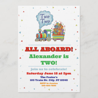 Invitation All Aboard Two Two Train 2nd Birthday