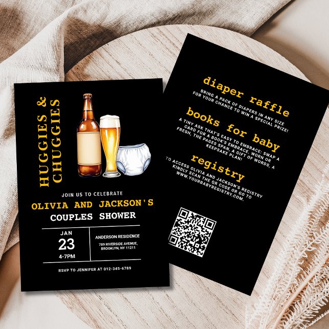 Invitation All in One Beers Diapers Couples Baby shower (Créateur téléchargé)
