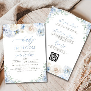 Invitation All in One Boy Blue Baby in Bloom Baby shower