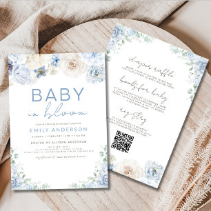 Invitation All in One Boy Blue Baby in Bloom Baby shower