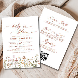 Invitation All in One Fleur sauvage Baby in Bloom Baby shower