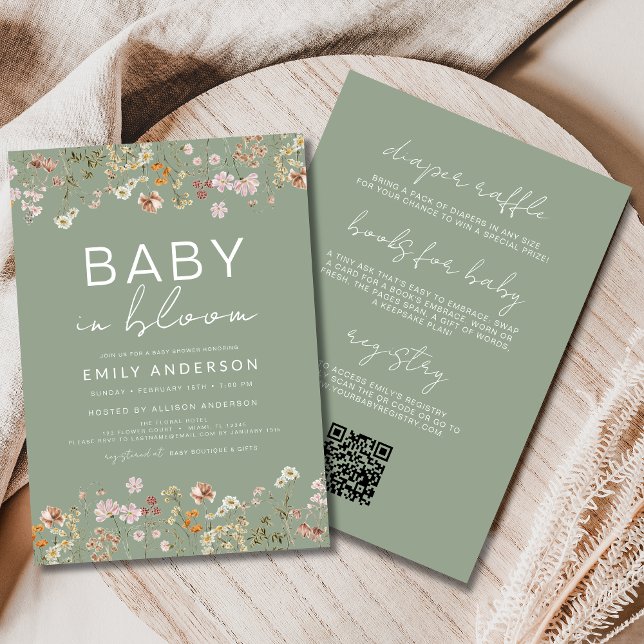 Invitation All in One Fleur sauvage Baby in Bloom Baby shower (Créateur téléchargé)