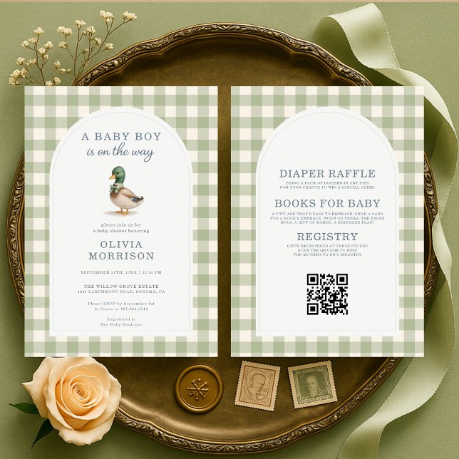 Invitation All in One Mallard Duck Gingham Baby Shower (Créateur téléchargé)