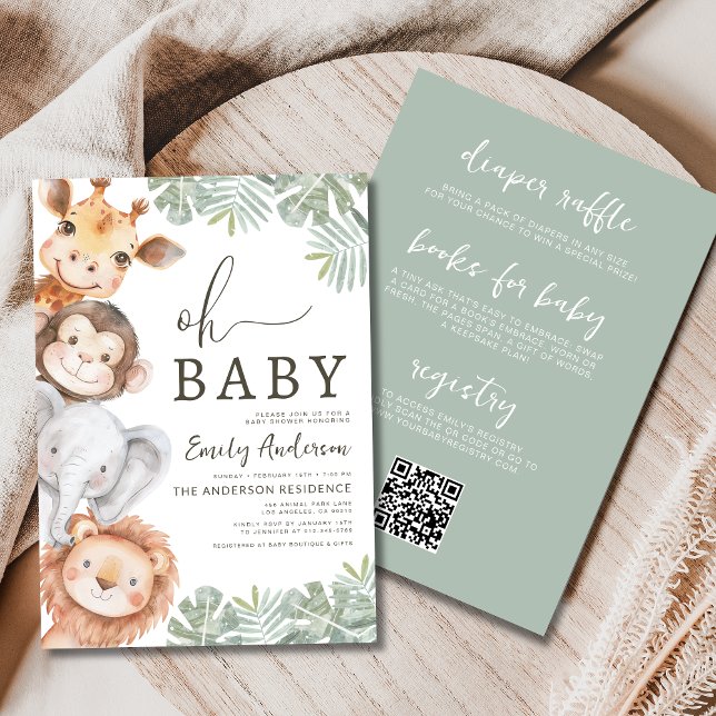 Invitation All in One Oh Baby Safari Baby shower de garçon (Créateur téléchargé)