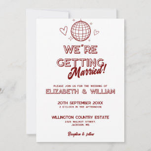 Invitation All In One Red Retro Disco Mariage Super