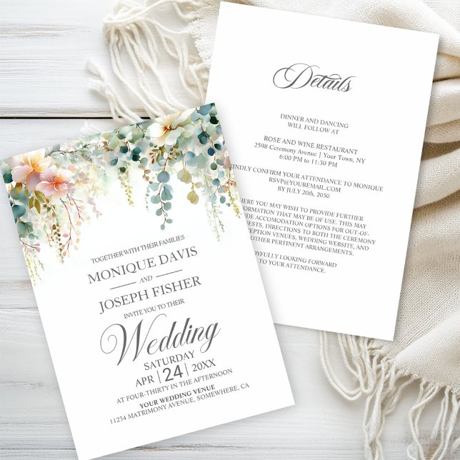Invitation All in One Rustic Eucalyptus Greenery Wedding (Créateur téléchargé)